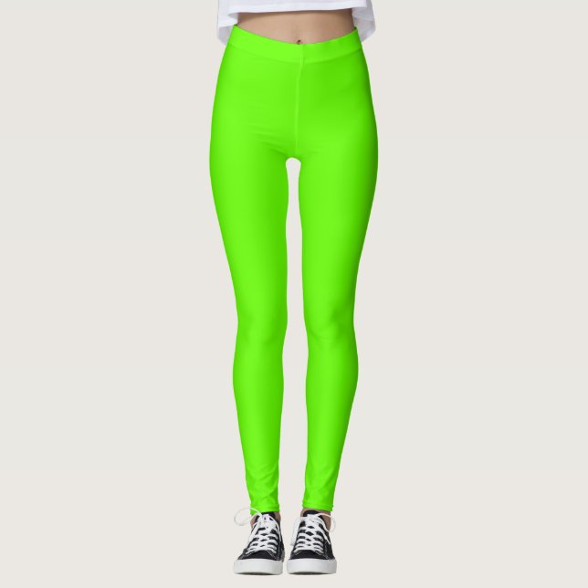 Leggings Color Verde Brillante Sólido Liso (Anverso)