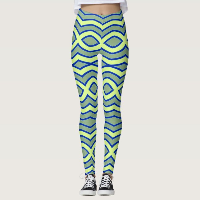 Leggings Color verde de impresión completa "Ratti_Creative_ (Anverso)