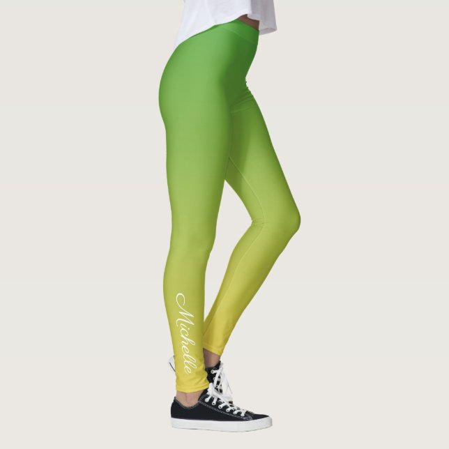 Leggings Color verde y amarillo oscuro personalizado (Derecha)