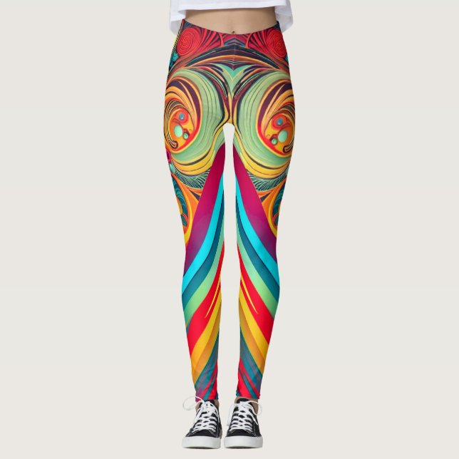 Leggings Color Wave Fusion – Modern Abstract Swirl Art (Anverso)