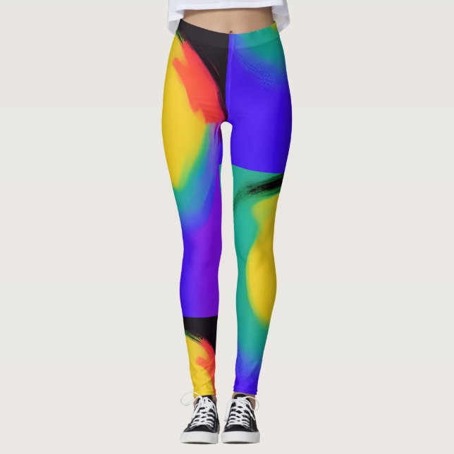 Leggings Colorball arte abstracto amarillo color rojo verde (Anverso)