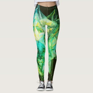 Leggings Colores abstractos tonos verdes en moderno persona