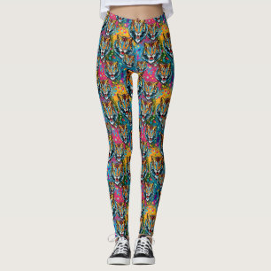 Leggings Colores de arcoíris de cabeza de tigre pintan manc