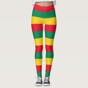 Leggings Colores de bandera nacional de Benín con franjas h
