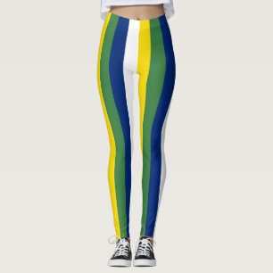 Leggings Colores de bandera nacional de Brasil con franja v