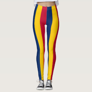 Leggings Colores de bandera nacional de Chad con rayas vert