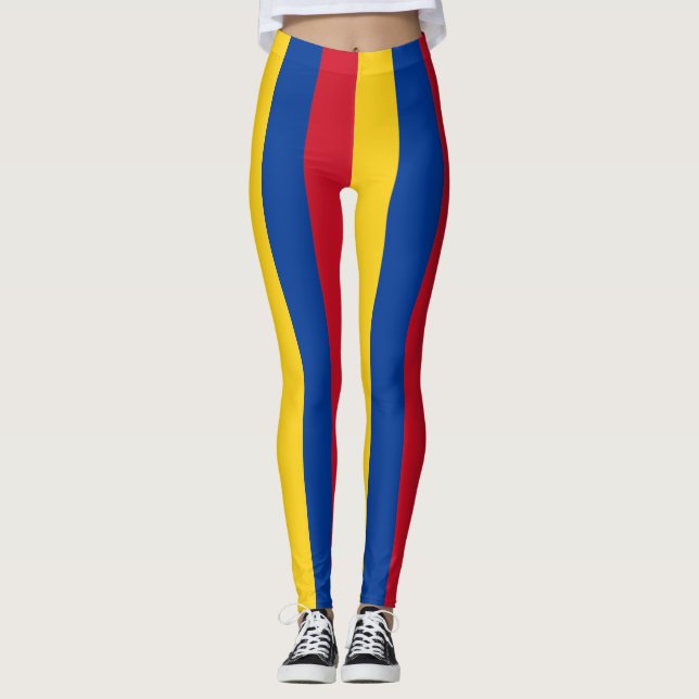 Leggings Colores de bandera nacional de Colombia a rayas ve (Anverso)
