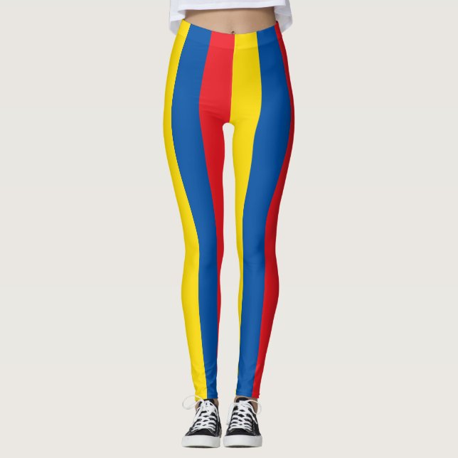 Leggings Colores de bandera nacional de Ecuador con franjas (Anverso)