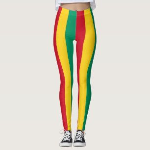 Leggings Colores de bandera nacional de Guinea con franjas 