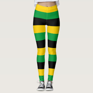 Leggings Colores de bandera nacional de Jamaica con franjas
