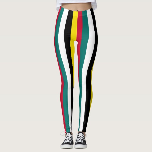 Leggings Colores de bandera nacional de Mozambique a rayas  (Anverso)