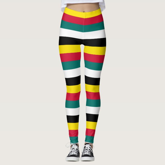 Leggings Colores de bandera nacional de Mozambique con fran (Anverso)