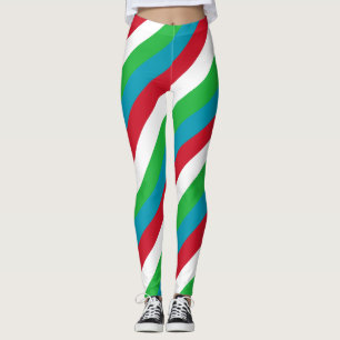 Leggings Colores de bandera nacional de Uzbekistán en diago
