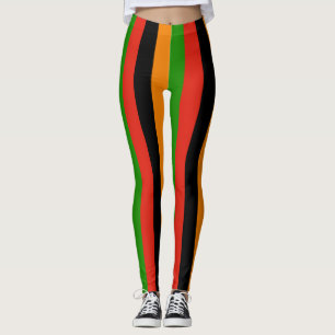 Leggings Colores de bandera nacional de Zambia con tiras ve