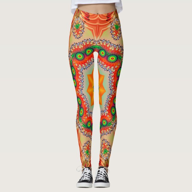 Leggings Colores de energía vibrantes: diseño mandala. (Anverso)