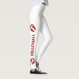 Leggings Colores de equipo rojo blanco voleyball con tramo 