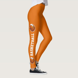 Leggings colores de equipo texto de básquetbol o naranja de