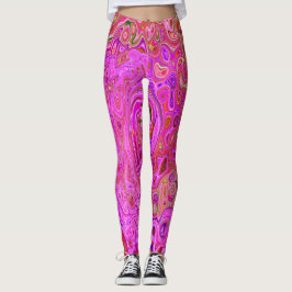 Leggings Colores de Marcado Rosado Caliente Resumen Swirl R