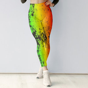 Leggings Colores de rastas neones de Jamaica angustiados