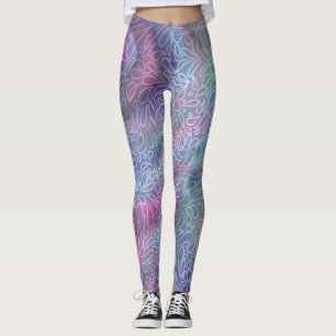 Leggings Colores de sirena metálica con lienzo de paisajes 