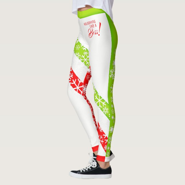 Leggings Colores de vacaciones rojos y verdes fluorescentes (Izquierda)