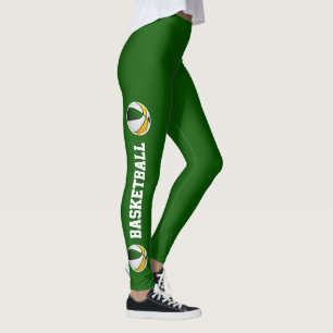 Leggings colores del equipo de oro verde para el baloncesto