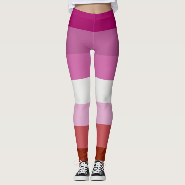 Leggings Colores del Orgullo Lésbico con lápiz labial - (Anverso)