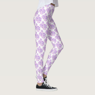 Leggings Colores Pastel Felices Pétalos Púrpuras Leyendas