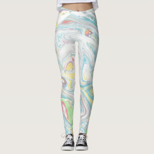 Leggings Colores Pastel Marbleized Swirly Background