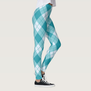 Leggings Colores primaverales Patrón azul claro y blanco tr