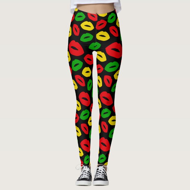 Leggings Colores rastafari jamaiquinos con una amada en los (Anverso)