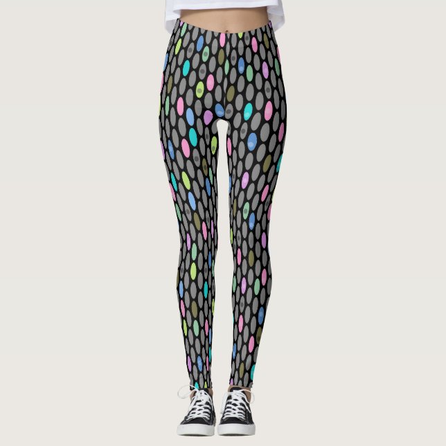 Leggings Colores retro impecables diseño círculos polka pun (Anverso)