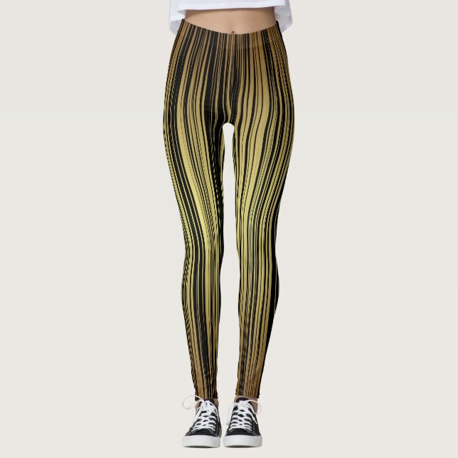 Leggings Colores verticales del negro del amarillo del (Anverso)