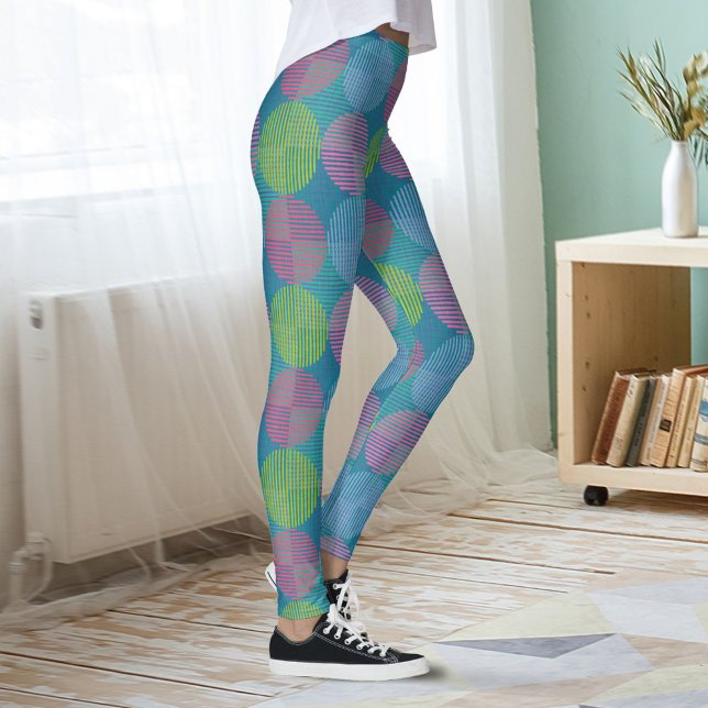 Leggings Colorful Geometric Abstract Circles On Blue (Subido por el creador)