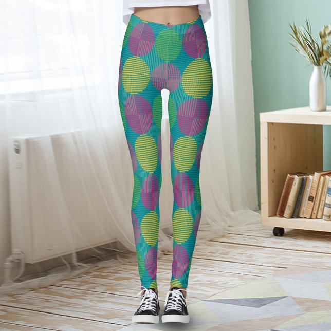 Leggings Colorful Geometric Abstract Circles On Teal (Subido por el creador)