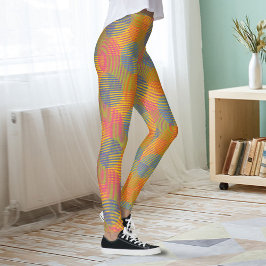 Leggings Colorful Geometric Abstract Circles On Yellow