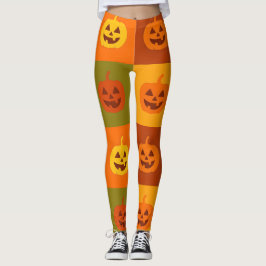 Leggings Colorful Halloween Pumpkin Grid