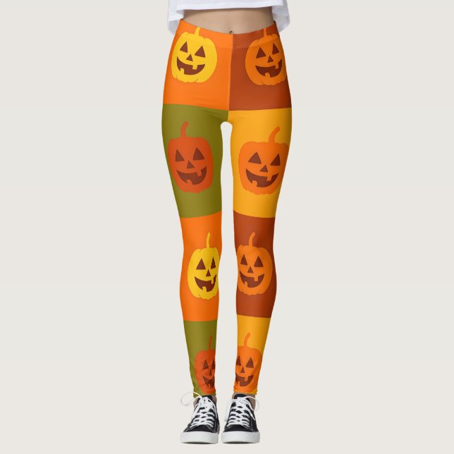 Leggings Colorful Halloween Pumpkin Grid (Anverso)