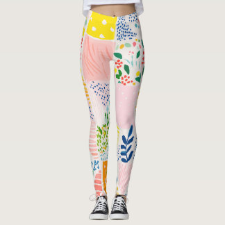 Leggings Colorful Pastel Patchwork Preppy