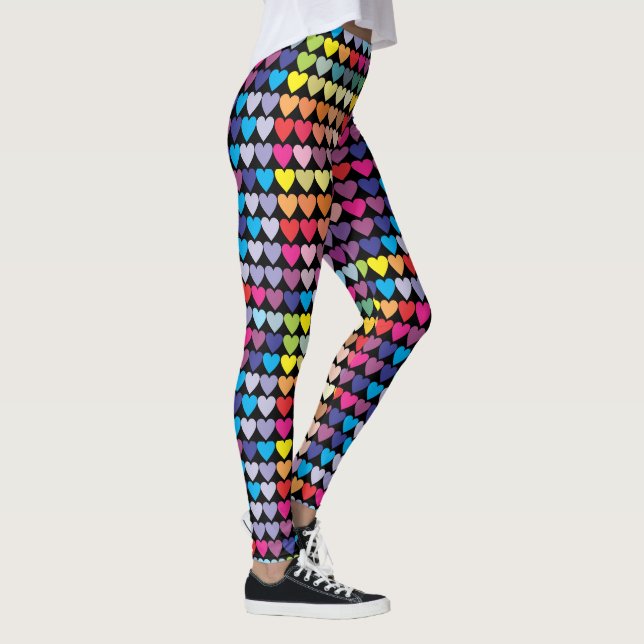 Leggings Colorful Rainbow Hearts Pattern (Derecha)