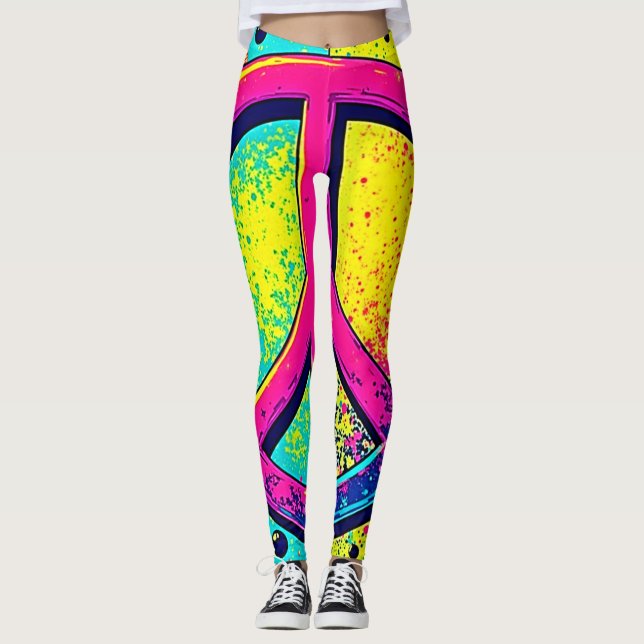 Leggings Colorful Retro Peace Sign (Anverso)
