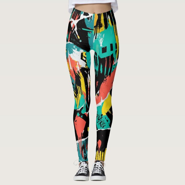 Leggings Colorful Urban Graffiti Pattern (13) (Anverso)