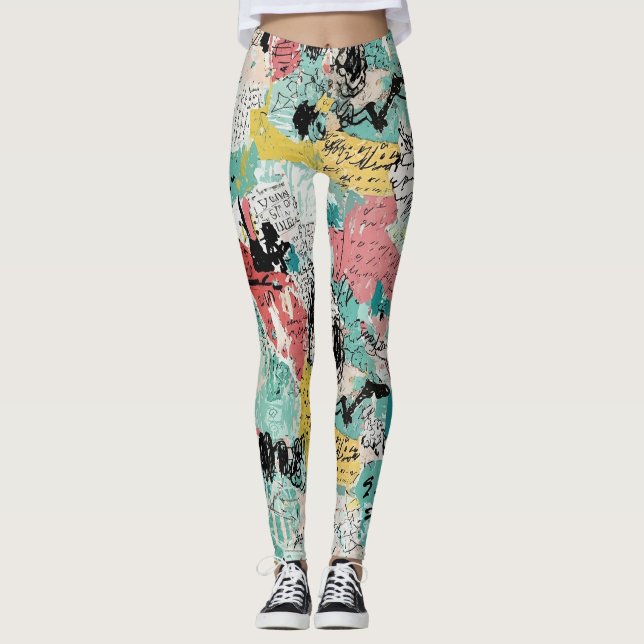 Leggings Colorful Urban Graffiti Pattern (2) (Anverso)