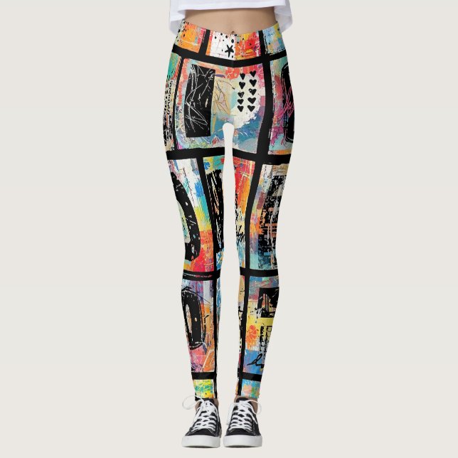 Leggings Colorful Urban Graffiti Pattern (5) (Anverso)
