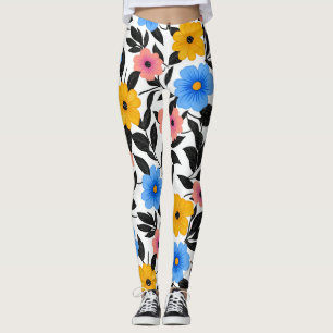 Leggings Colorida celebración de flores y hojas