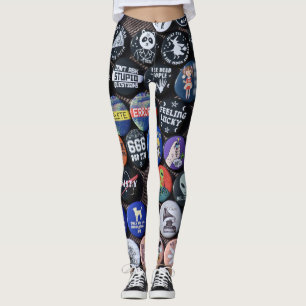Leggings colorida colección de insignias retro vintage