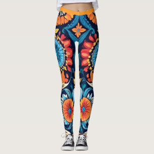 Leggings Colorida elegancia floral de Boho: Vibrante Mandal