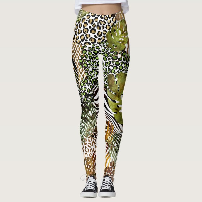 Leggings Colorida jungla animal abstracta (Anverso)
