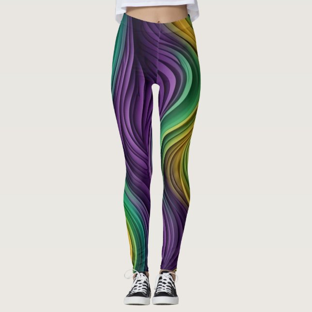 Leggings Colorida ola de Mardi Gras (Anverso)