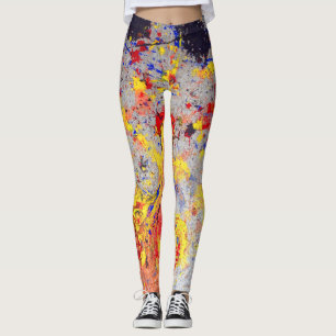 Leggings Colorida pintura artística de color gris salpicada